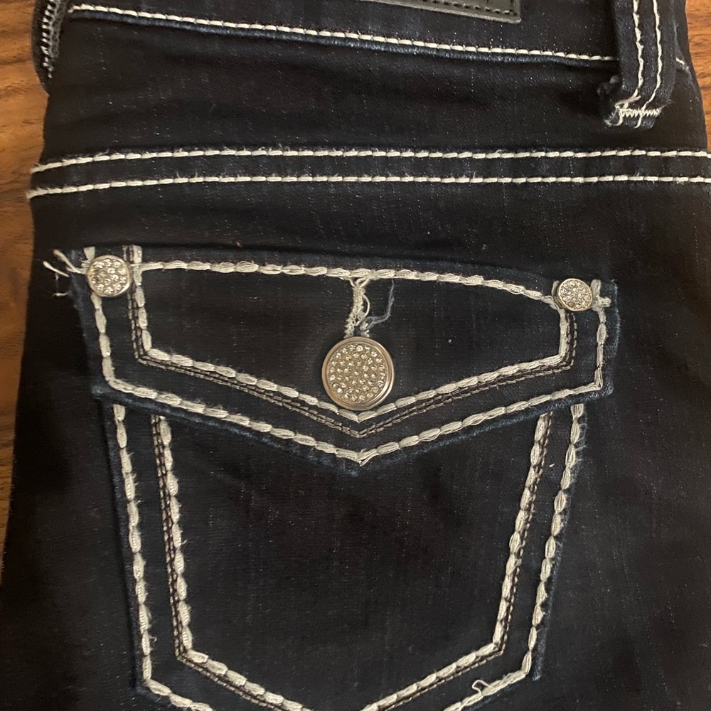 BUCKLE DAY TRIP VIRGO BOOT CUT  BLUE/Black super dark wash 26 LONG 34’length - Picture 5 of 6